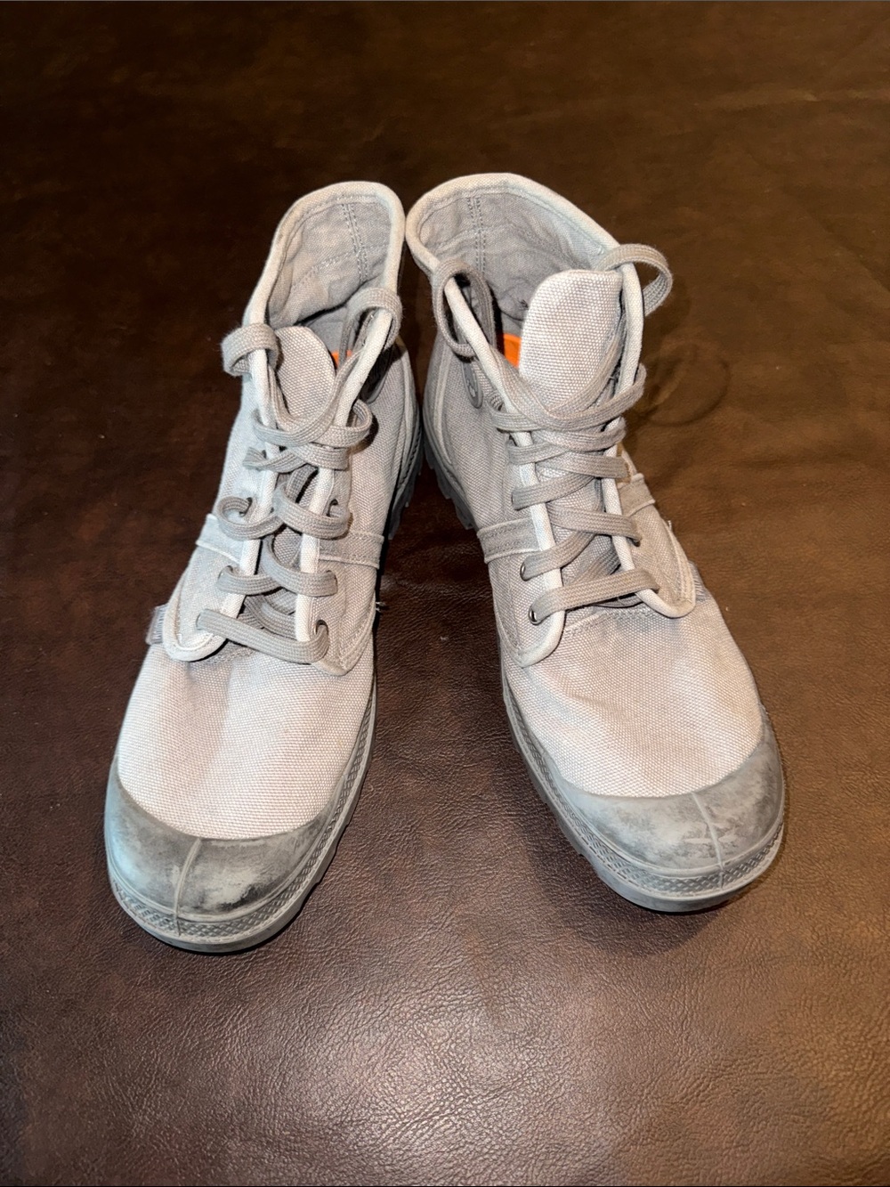 Palladium Light Gray Canvas High-Top Sneakers